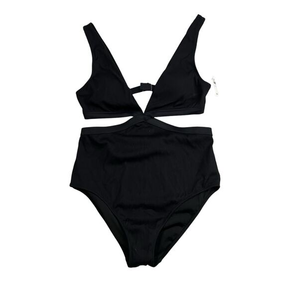 NWT Aerie Ribbed Mix Crossover Cut Out One Piece Swimsuit Sz Medium - Picture 1 of 10